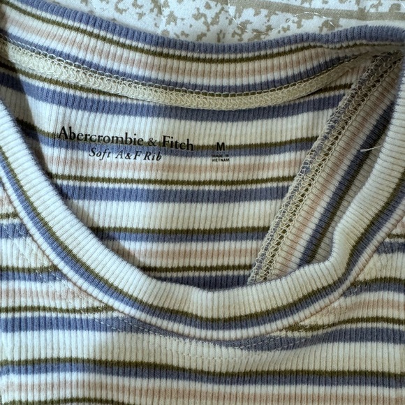 Abercrombie & Fitch White and Gray Fitted Sleeveless Tank Top - Picture 4 of 4